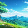 Anime valley scenery wallpaper