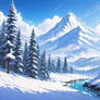 Snowy Mountain Anime Wallpaper