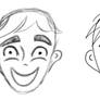 Digital sketch of cartoon happy face