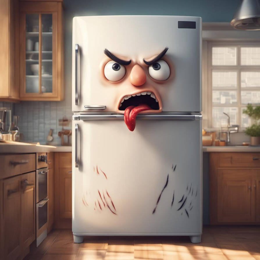 Dramatic Fridge Realistic angry cartoon looking fridge by LouiDev on DeviantArt