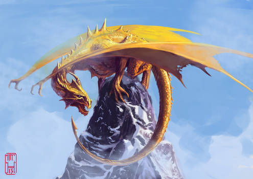 Dragon on a mountain peak