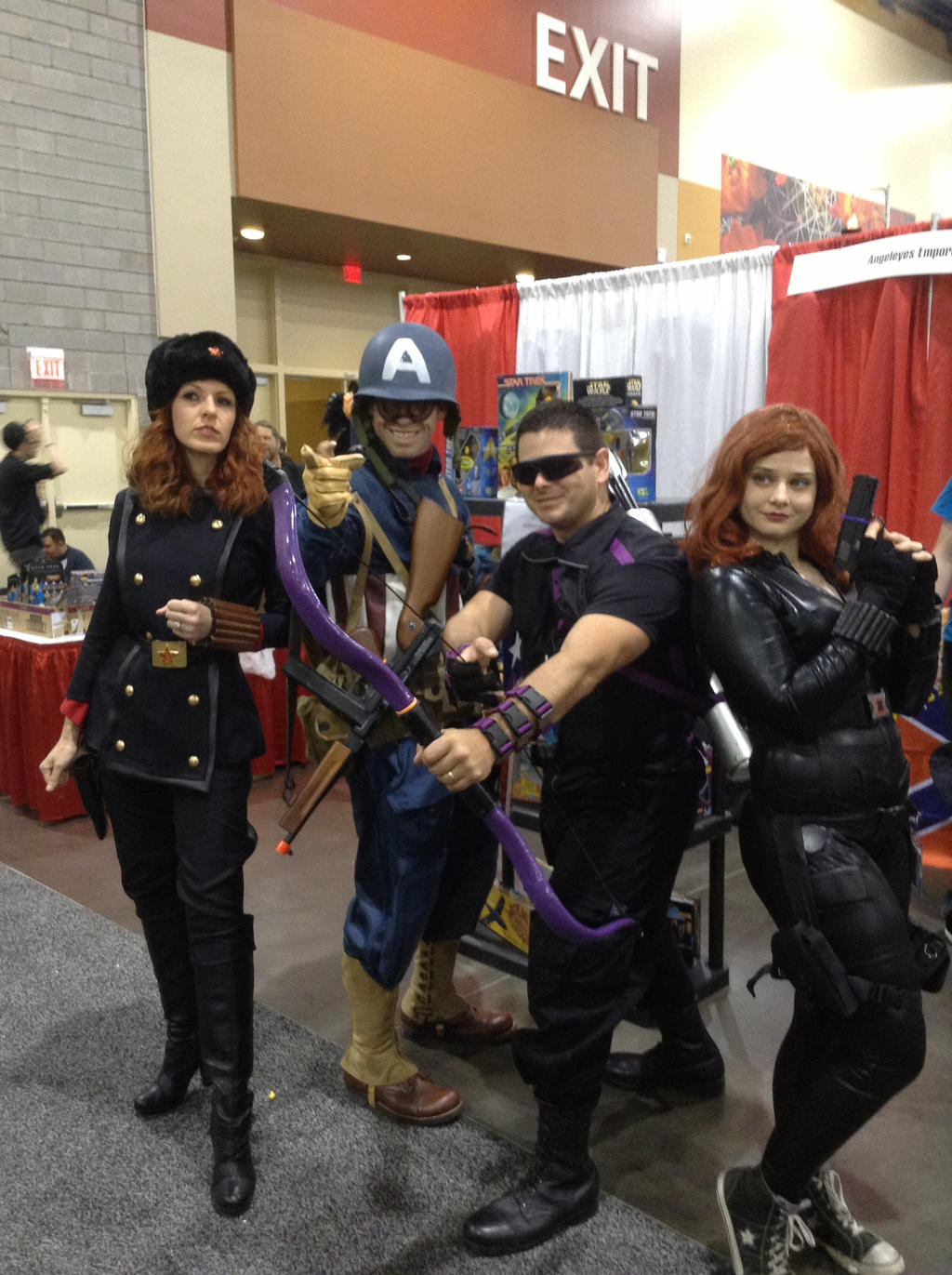 Black Widows, Captain America, and Hawkeye