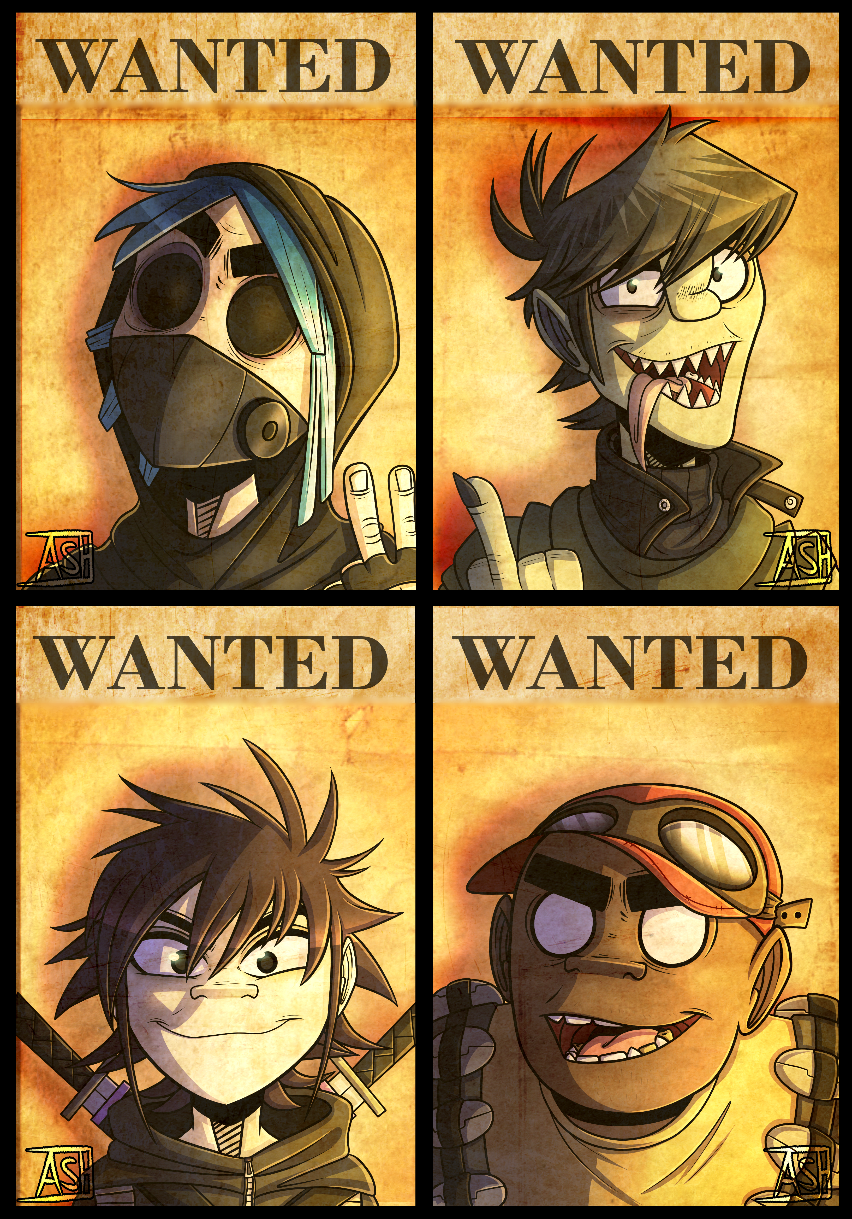 Wanted posters - Post-Apocalypse Gorillaz AU