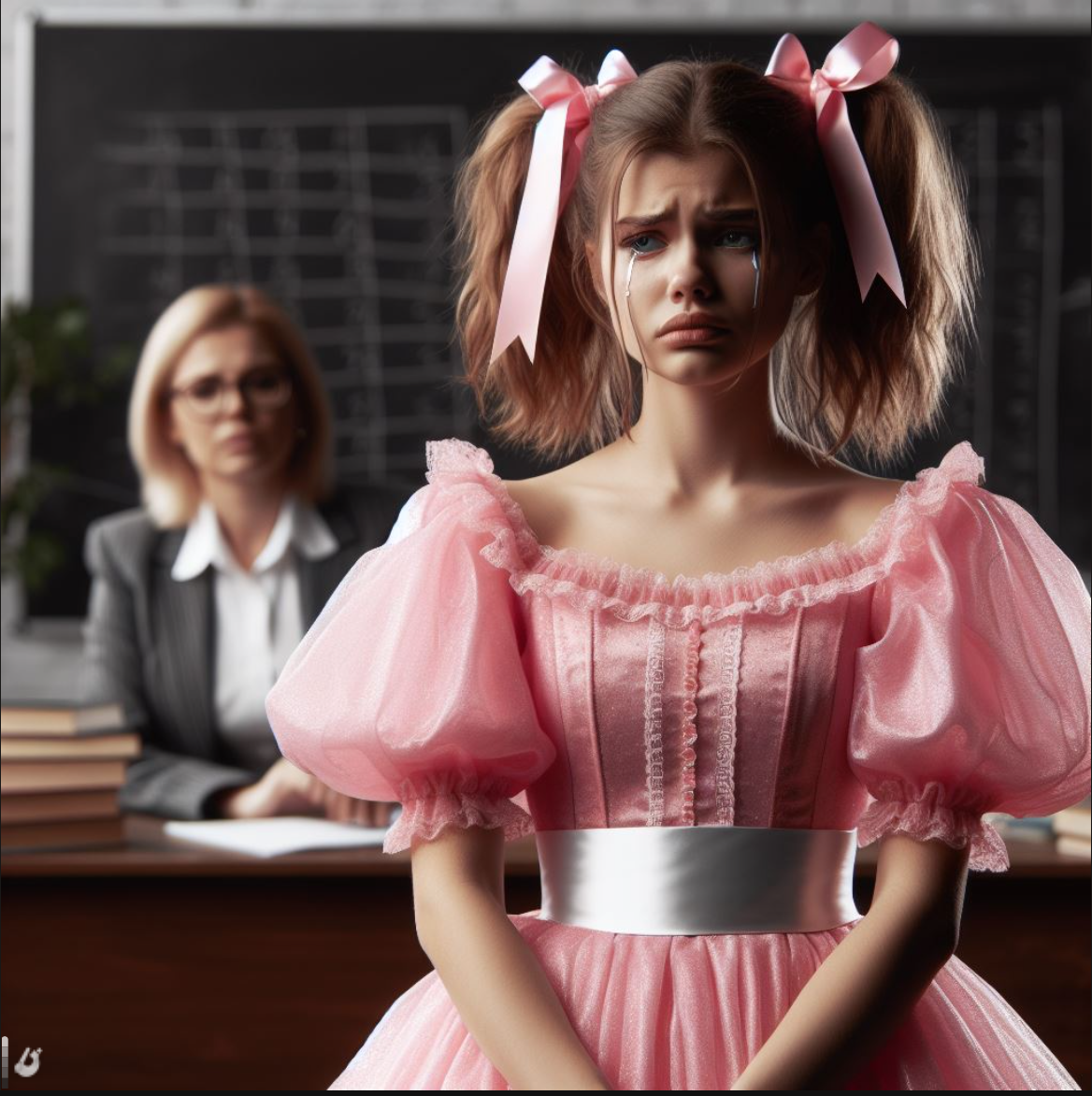 Bethany begins her six for a week punishment by RinaLane on DeviantArt