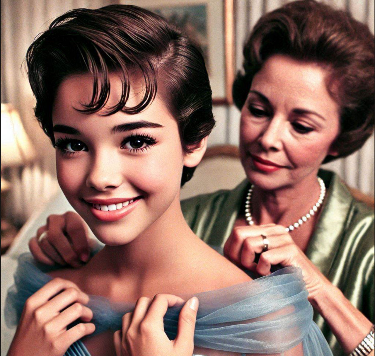 Mother helps Joe into his sister's gown by RinaLane on DeviantArt