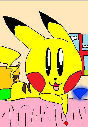 pikachu on a bed