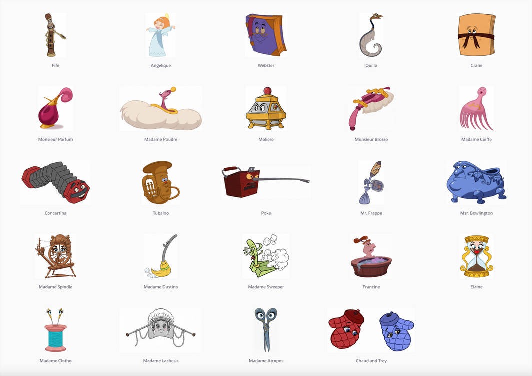 Enoment Objects All the ensemble's enchanted objects, 1991-styled by JerDVD2024 on ...