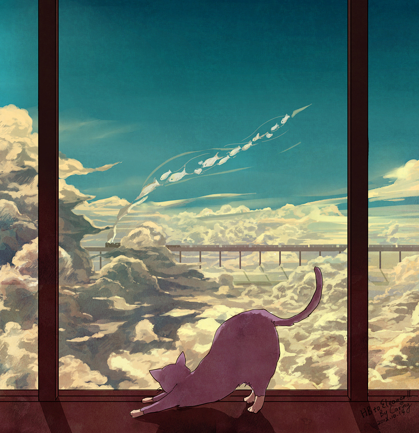 Image result for cat sky scene pixiv