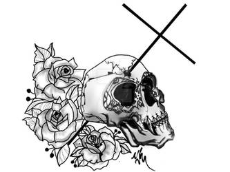 Commission: Skull and Roses tattoo