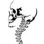 Skull and backbone tattoo