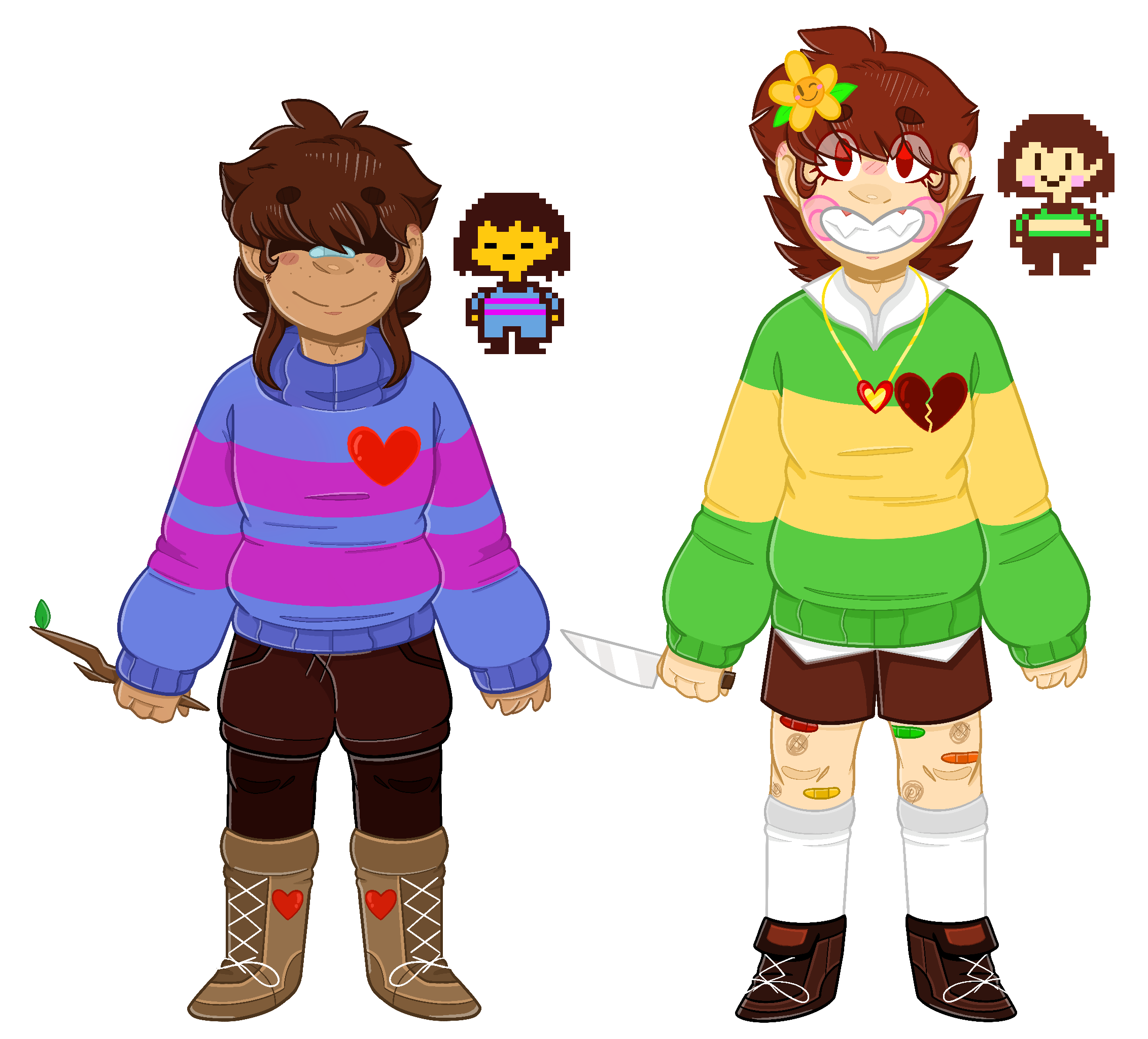 Undertale Chara And Frisk Redesigns By Monkey Overalls On Deviantart