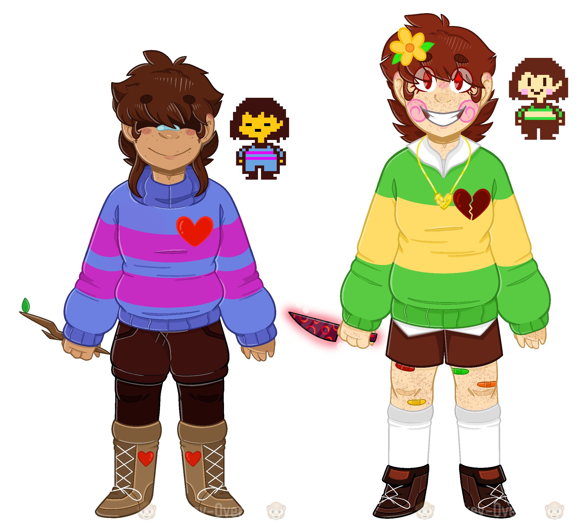 Undertale: Chara and Frisk Redesigns by Monkey-Overalls on DeviantArt