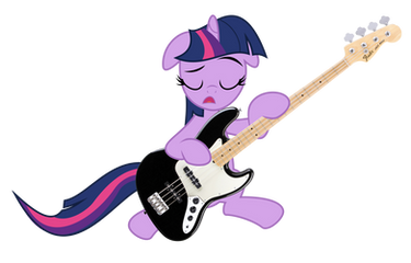 Twilight Sparkle try bass guitar