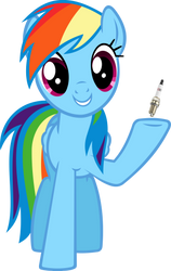 Rainbow Dash with a spark plug