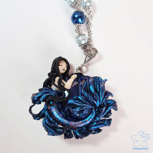 Blue mermaid necklace with glass stone