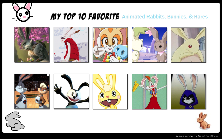 My top 10 rabbits by Soraply11 on DeviantArt