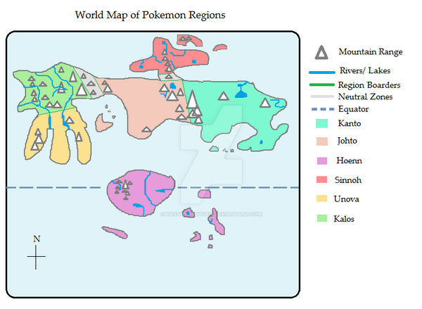 World Map of Pokemon Regions by kastwilightgem on DeviantArt