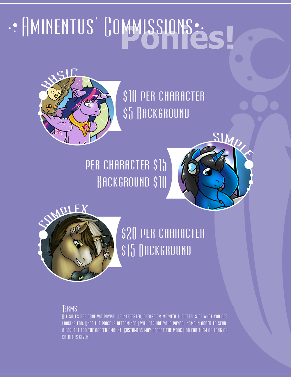 Commission Price Sheet - Ponies - Sept 2014