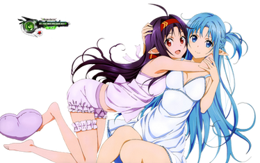 Sword Art Online:Asuna Yuuki+Konno Yuuki Cute PNG