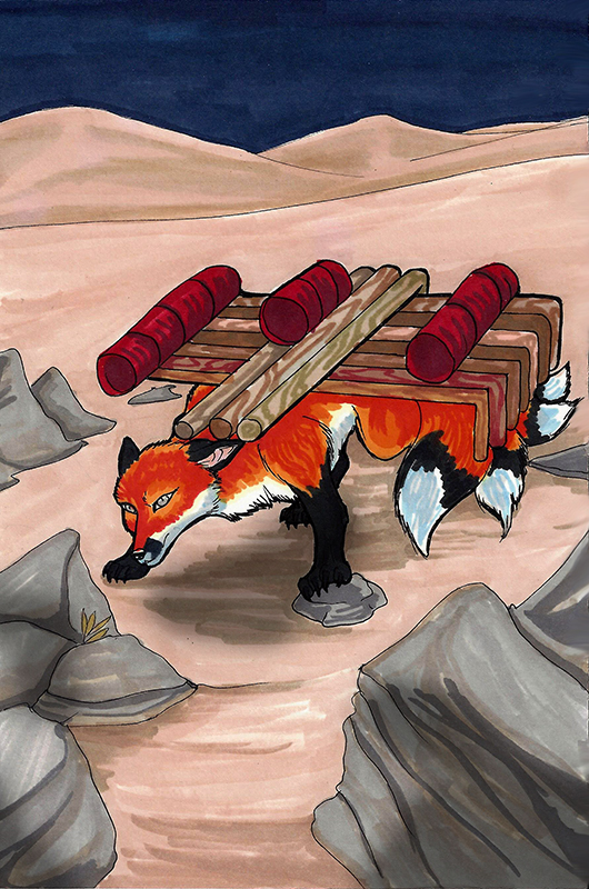 Kitsune Tarot: 10 of Wands