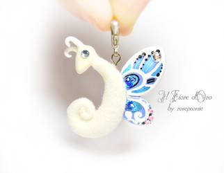 White and blue Fuzzy Butterfly pendant