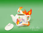 Dragon tea Set - Fire Spirit Dragon by rosepeonie