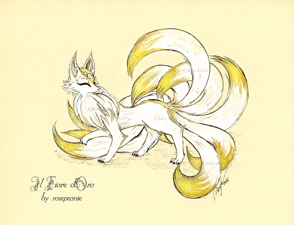 Illustration - Nine-tailed fox flowing