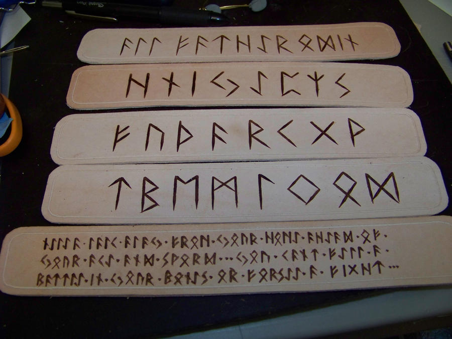 Runic Ribbon runic bracelets wip by MerrillsLeather on DeviantArt