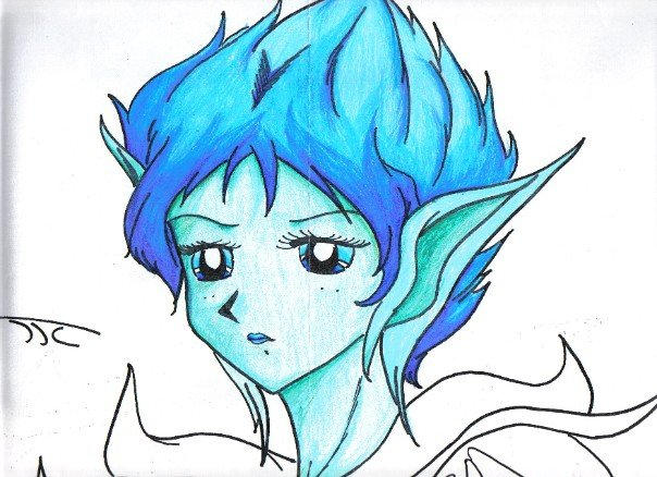 Blue-haired elf illustration - wide 9