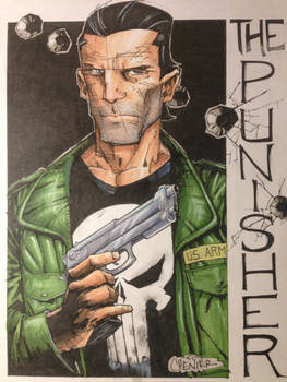 The Punisher. Ink and Copic markers.