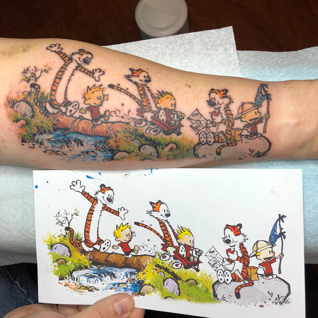 My new Calvin and Hobbes tattoo. by DruschelB on DeviantArt