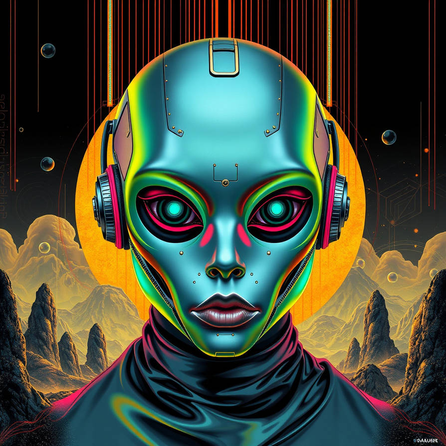 A surreal-futuristic XAXATYHL illustration featuri