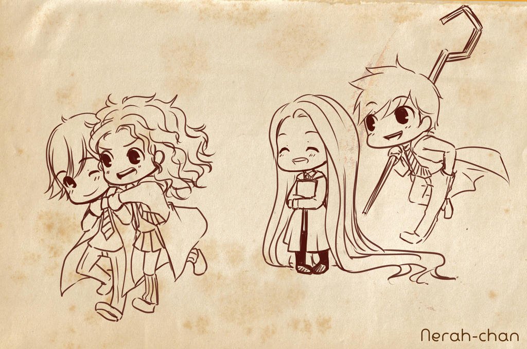 The big 4: Chibi Hogwarts AU