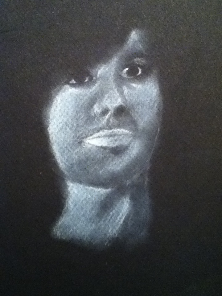 White Charcoal Self Portrait