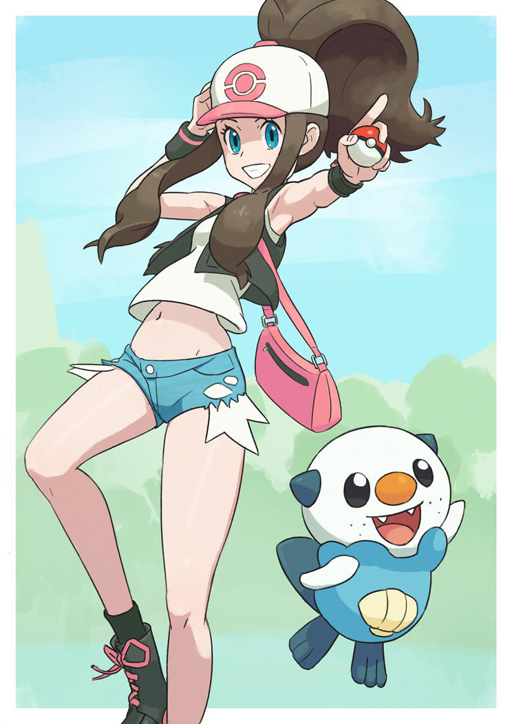 Pokemon trainer Hilda with Oshawott. by Gameguran on DeviantArt
