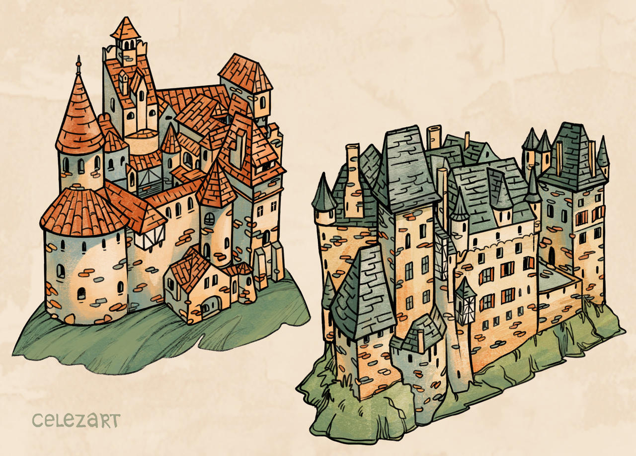 Two castles by Celezart on DeviantArt