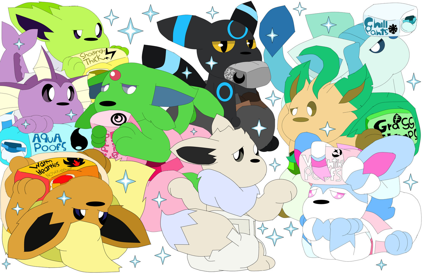 Shiny Eeveelutions Project - Complete by Rotommowtom on DeviantArt