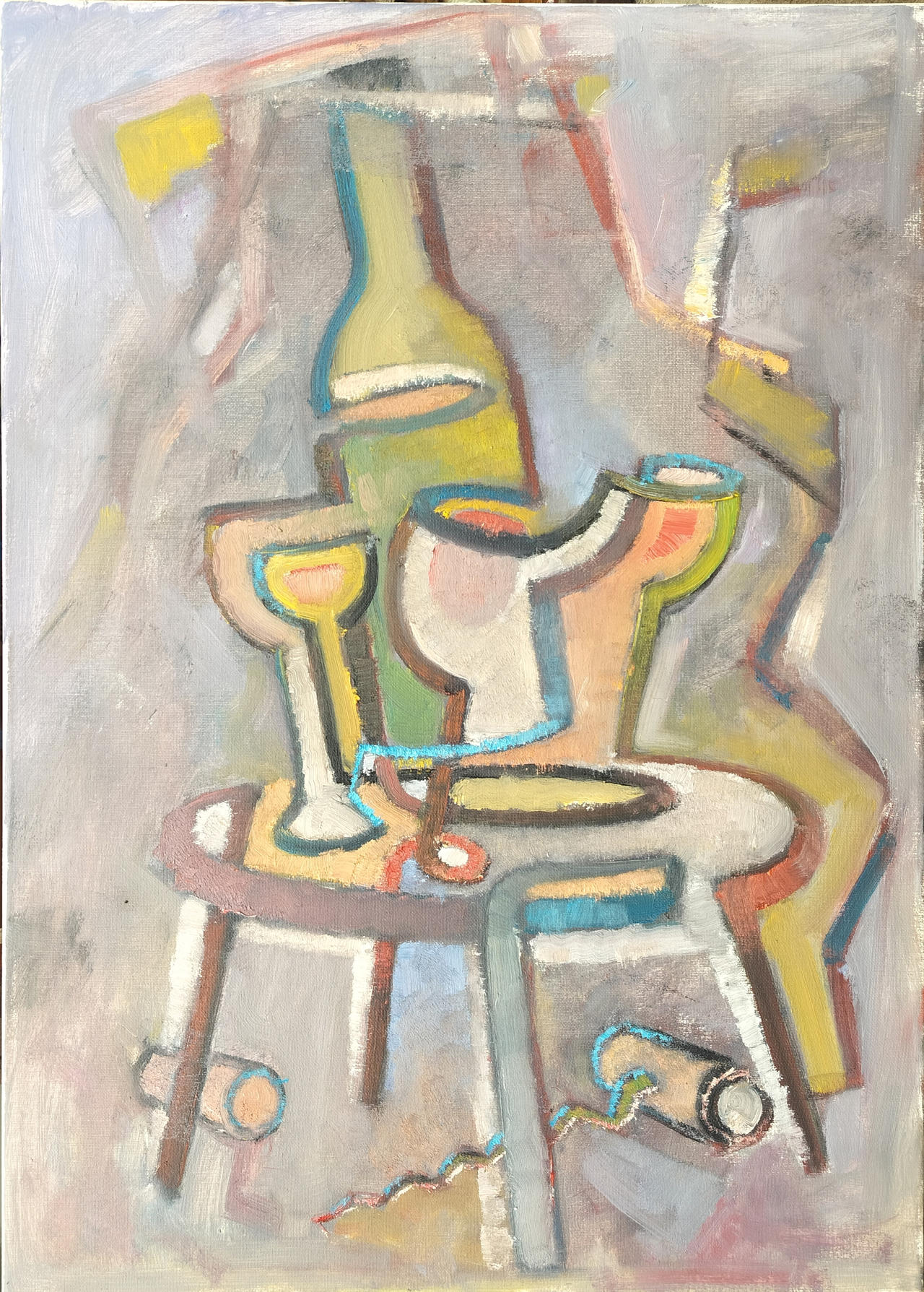Four glasses, 70x50cm, oil on canvas