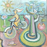 Bike rider (test), 60x60cm oil on canvas 2026