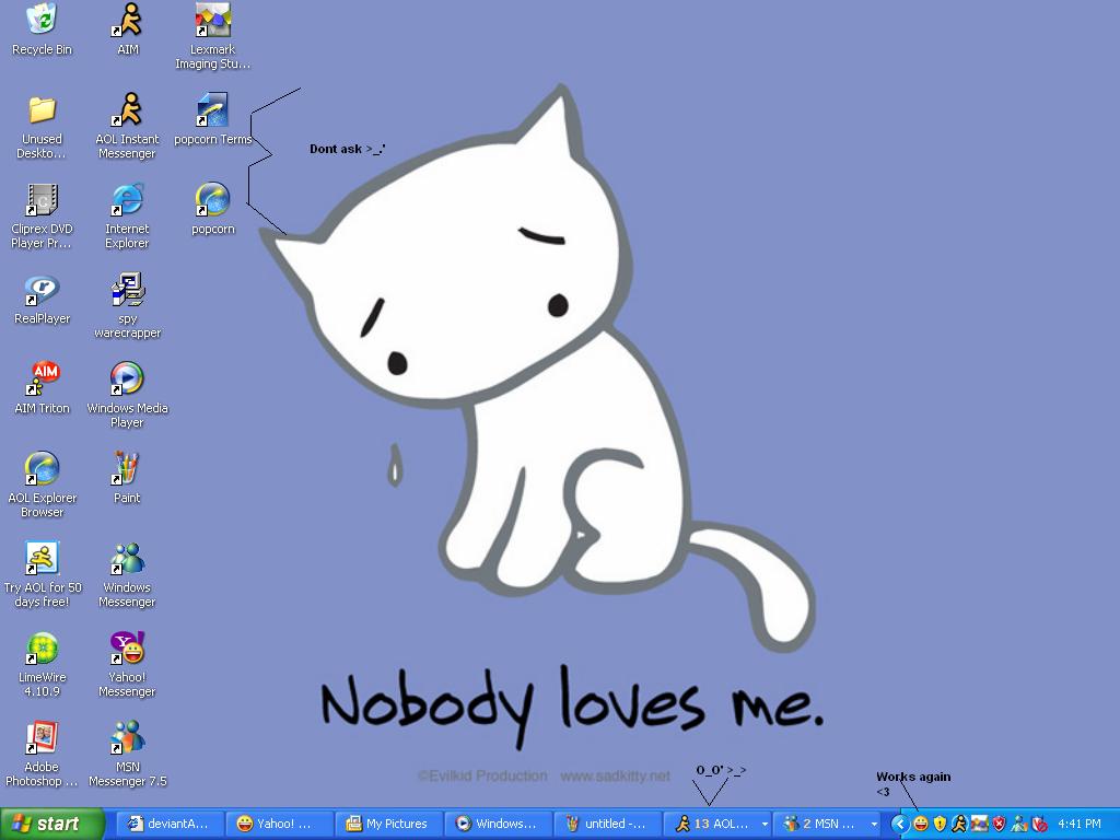 sad kitty desktop T_T