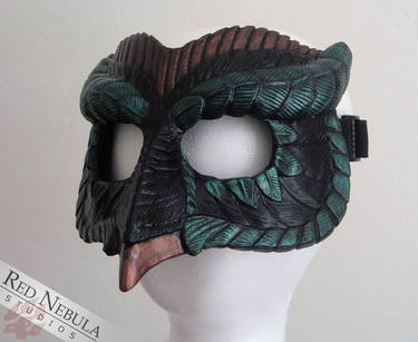 Black, Green, and Copper Owl Mask