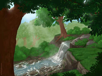 Forest Stream - Digital Painting