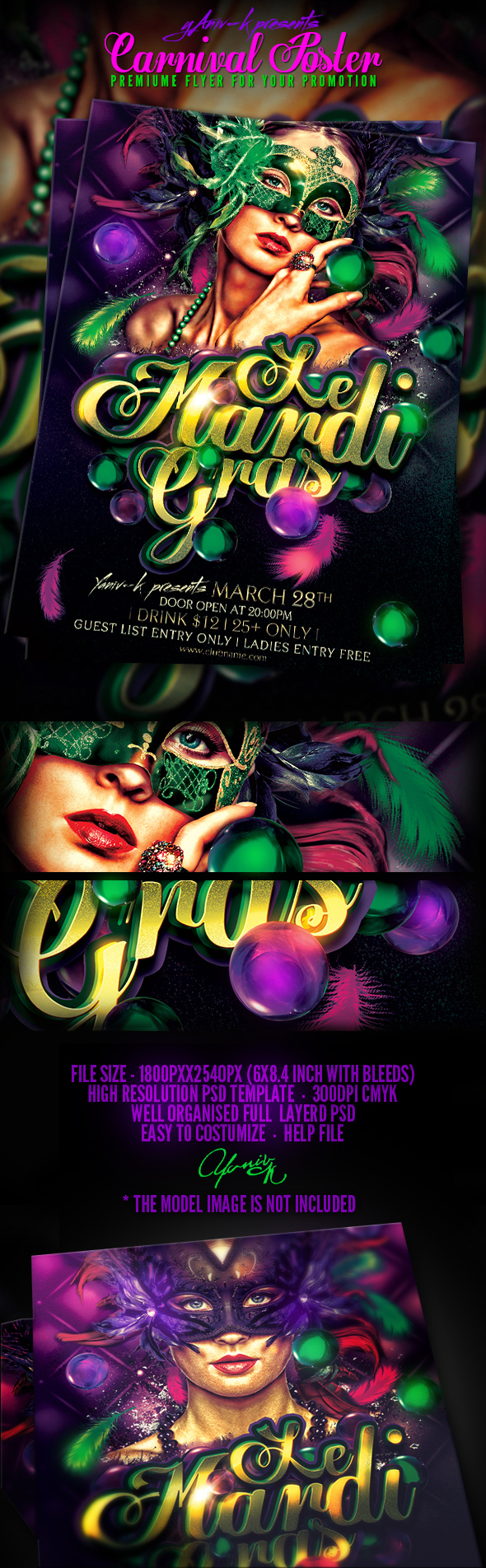 Carnival  Poster/Flyer Template (Mardi Gras)