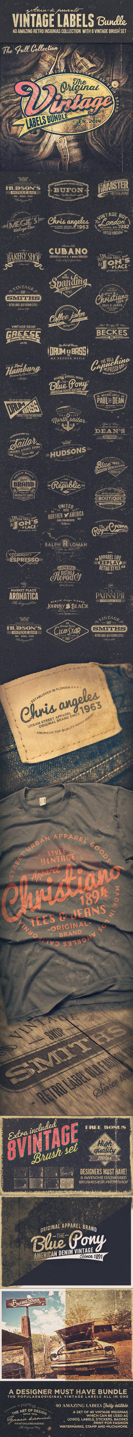Vintage Labels PSD Insignias Badges Logo Pack
