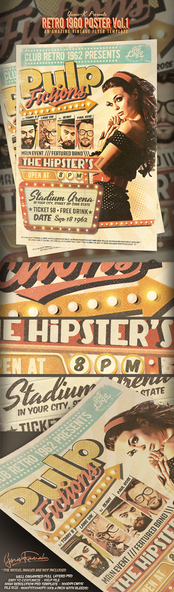 Pulp Retro 1960'S Flyer Template