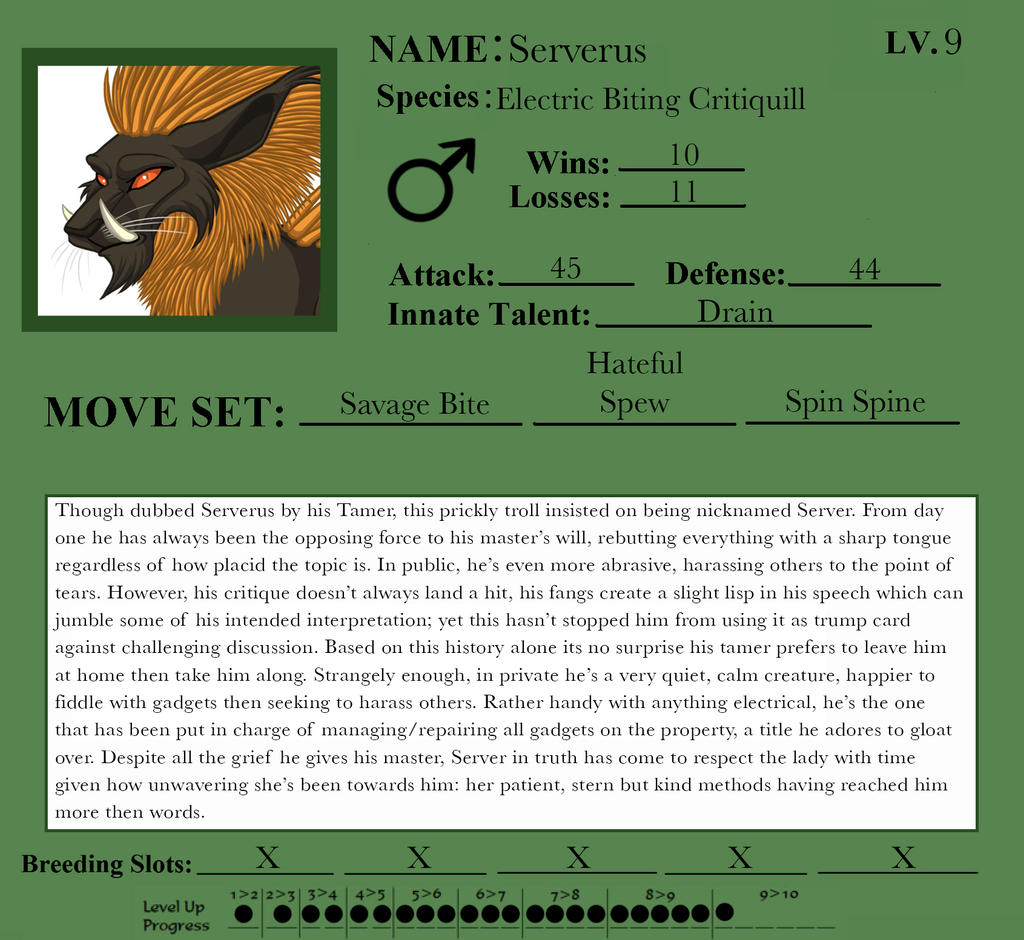 Troll Character Sheet Serverus