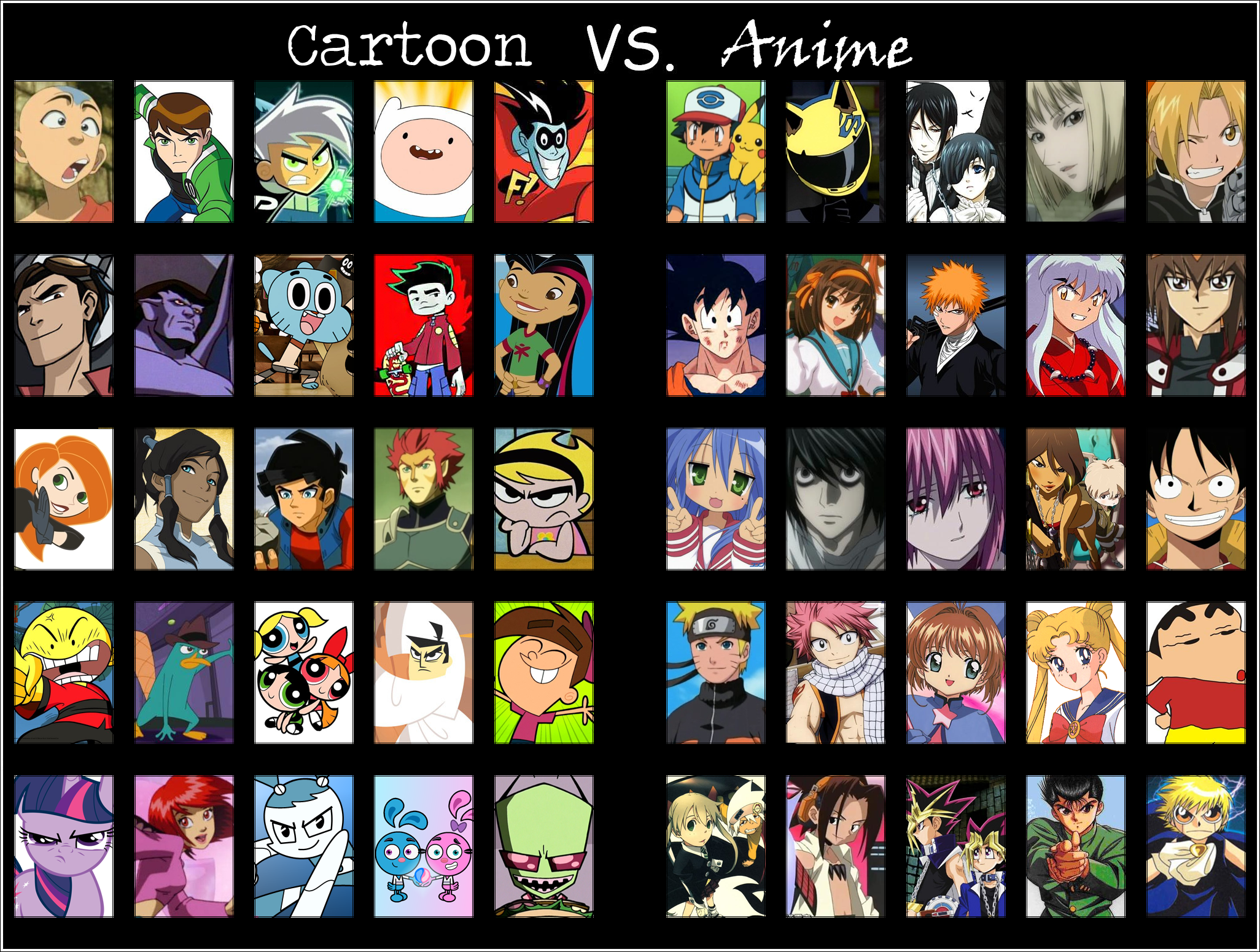 Cartoon Vs. Anime - Roster