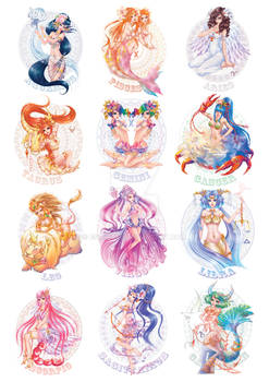 12 Zodiacs sign collection print