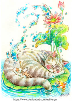 Dreaming Cat water color