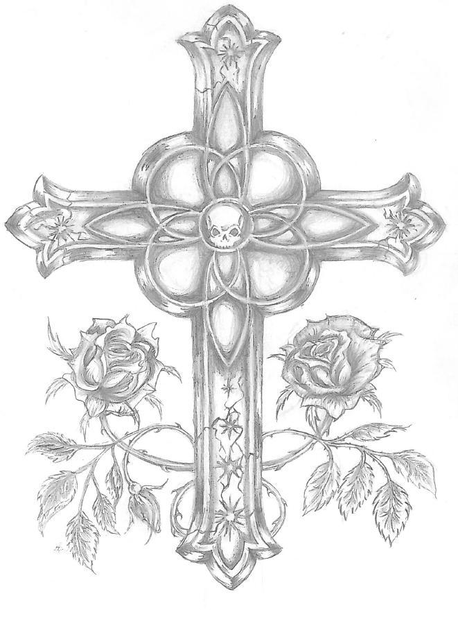 Cross and roses drawing by WingedcatKimmie on DeviantArt